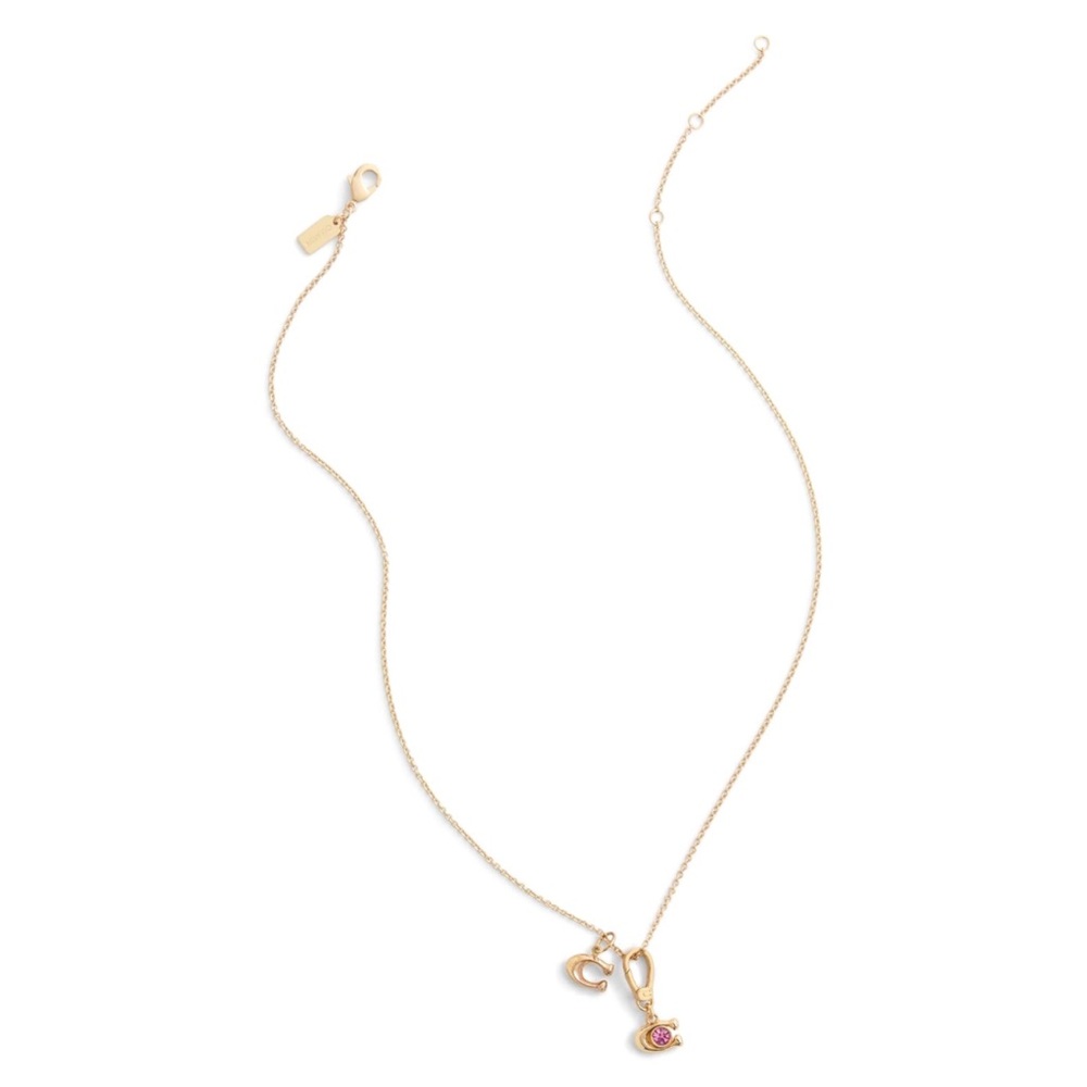 Coach Gold Keychain, Jewelry, Bag Charm with Pink Crystal Accent - New - Picture 5 of 6